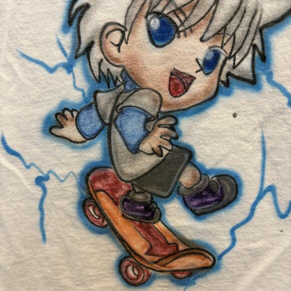 Anime Skateboard Shirt Mens Small White Airbrush Art Graphic Custom Tee - Picture 4 of 10